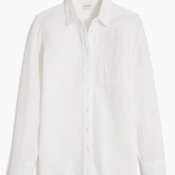 J. Crew Double Gauze Button Down Long Sleeve Shirt Warm Honey‎ size L NWT in pkg - Picture 6 of 9